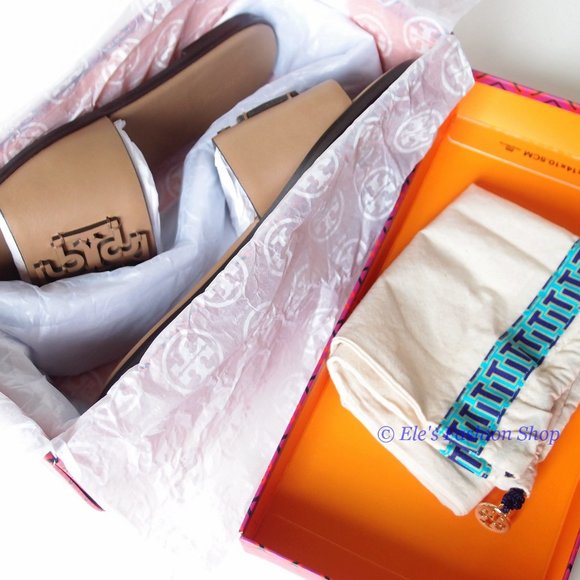 ❤️ NIB Tory Burch Ines Slide Leather Sandal Almond Flour 6.5 7 8 8.5 9 9.5 10 - Picture 5 of 16